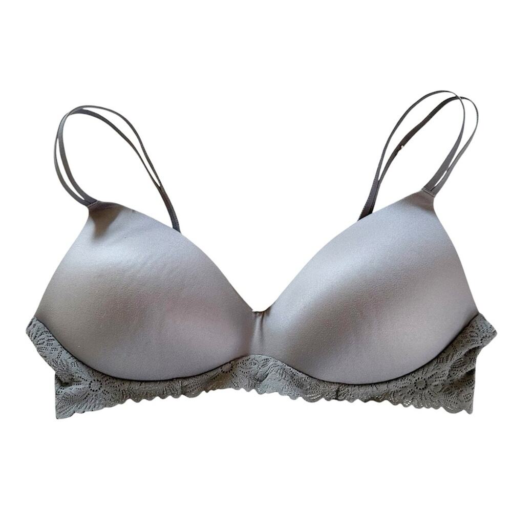 Aerie Sunnie Wireless Push Up Blossom Lace Trim Bra She’ll Gray Size 40C EUC